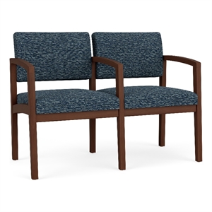 Lesro Industries Wood Waiting Reception 2 Seat Tandem Seating in Blue