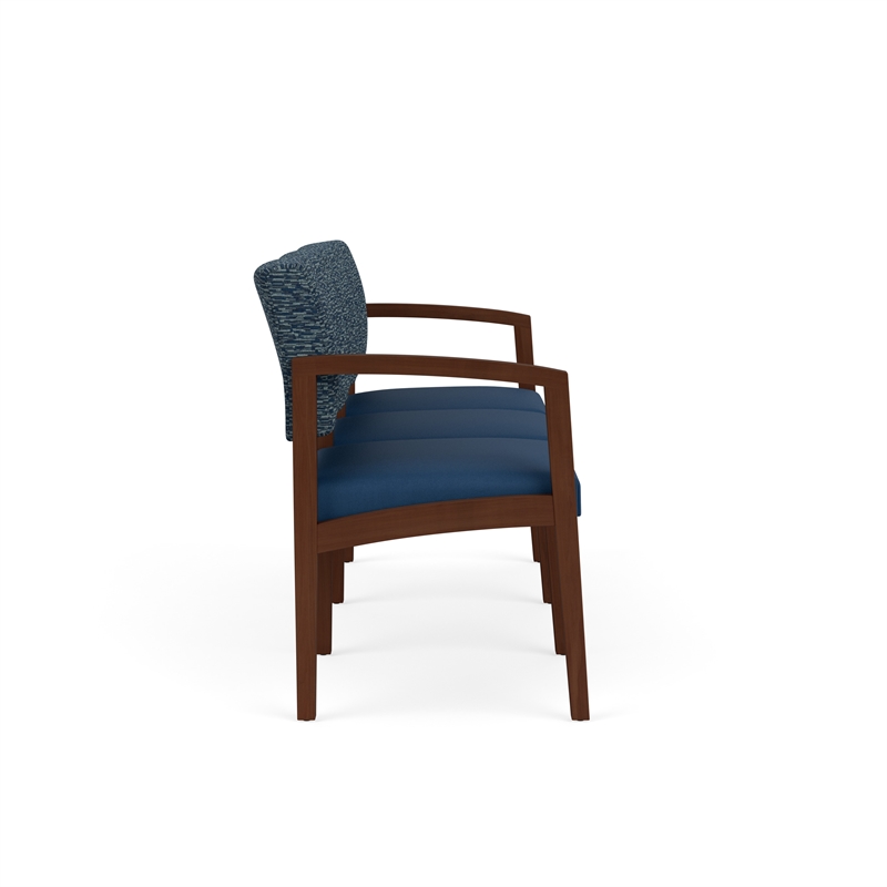 Lesro Industries Wood Waiting Reception 3 Seat Sofa Wood Frame in Blue
