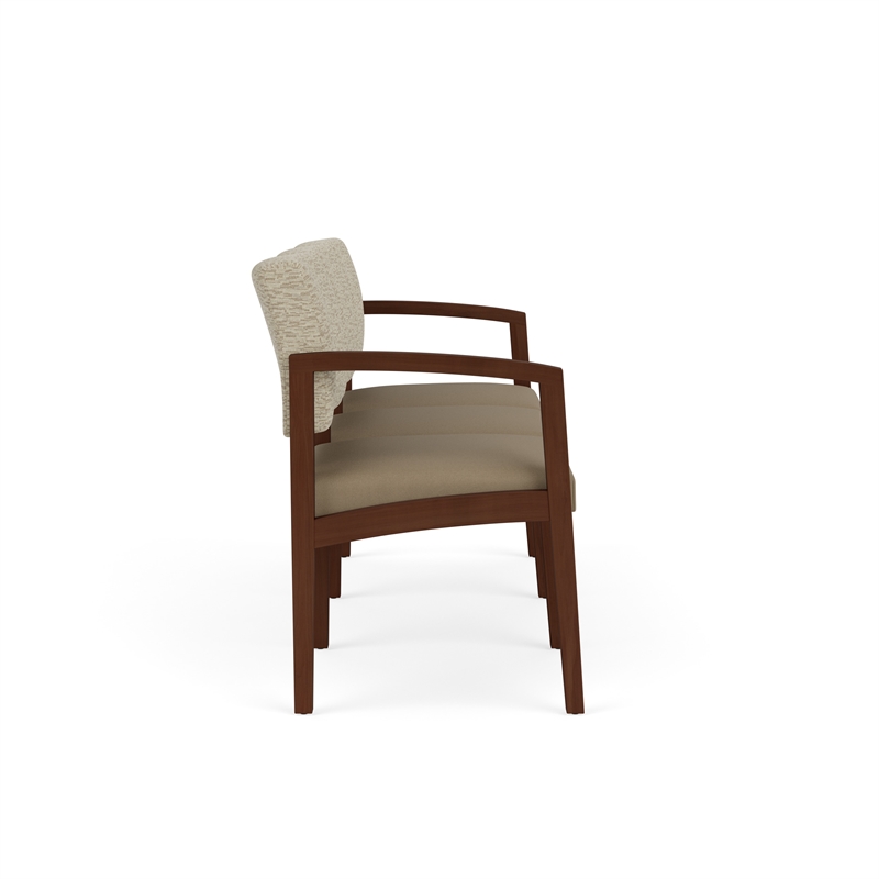 Lesro Industries Wood Waiting Reception 3 Seat Sofa Wood Frame in Brown