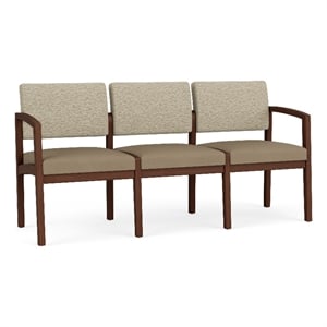 Lesro Industries Wood Waiting Reception 3 Seat Sofa Wood Frame in Brown