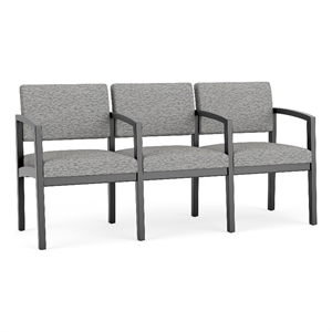Lesro Industries Wood Waiting Reception 3 Seat Tandem Seating in Gray