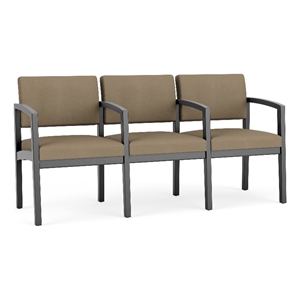 Lesro Industries Wood Waiting Reception 3 Seat Tandem Seating in Brown