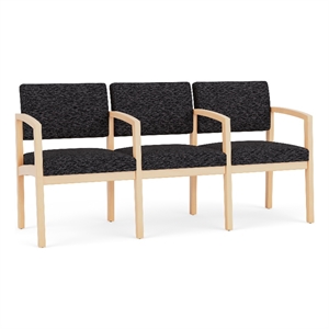 Lesro Industries Wood Waiting Reception 3 Seat Tandem Seating in Black