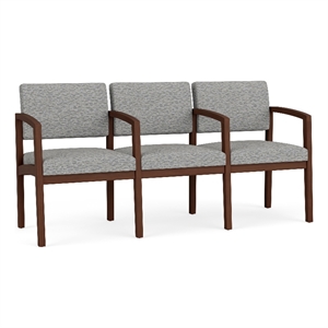 Lesro Industries Wood Waiting Reception 3 Seat Tandem Seating in Gray