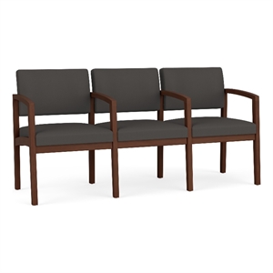 Lesro Industries Wood Waiting Reception 3 Seat Tandem Seating in Gray