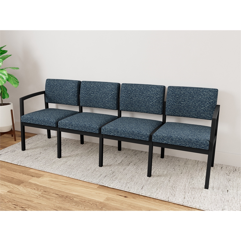 Lesro Industries Steel Waiting Reception 4 Seat Sofa Steel Frame in Blue