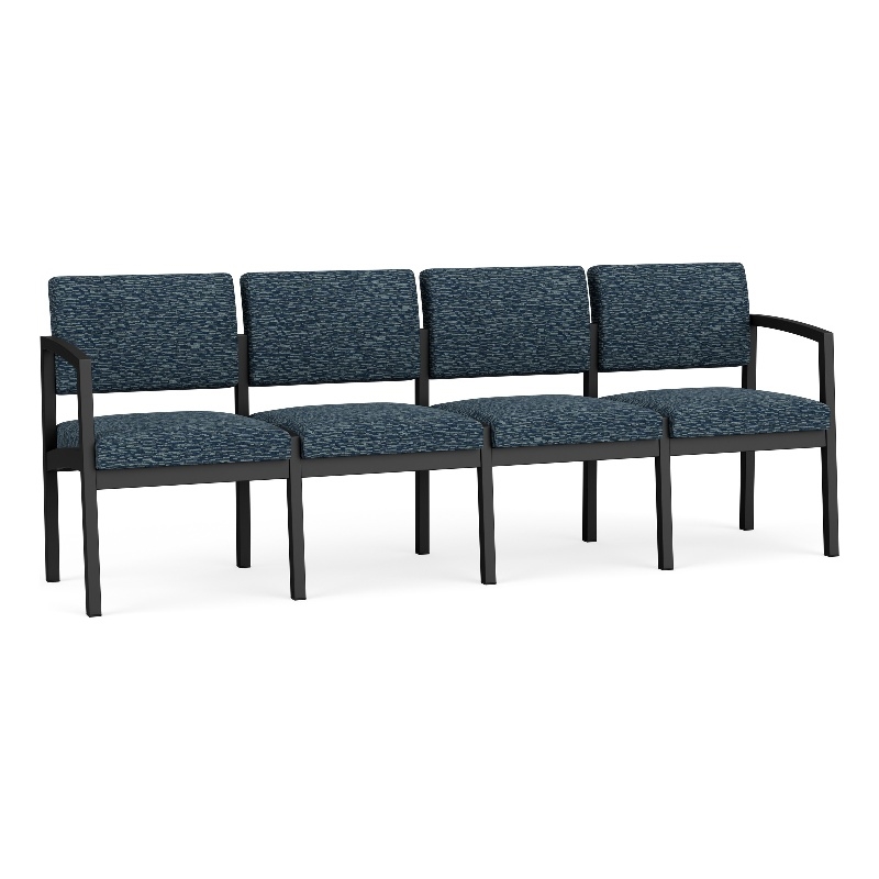 Lesro Industries Steel Waiting Reception 4 Seat Sofa Steel Frame in Blue