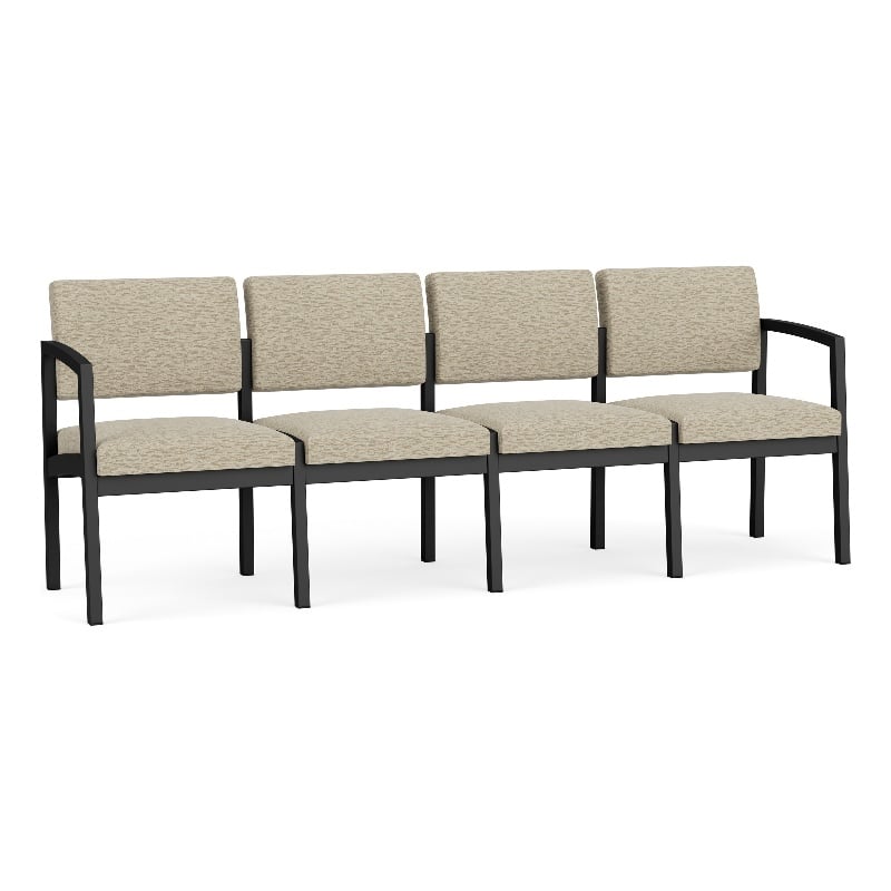 Lesro Industries Steel Waiting Reception 4 Seat Sofa Steel Frame in Brown