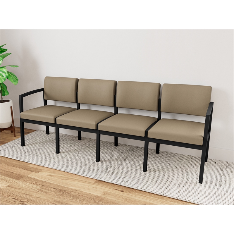 Lesro Industries Steel Waiting Reception 4 Seat Sofa Steel Frame in Brown