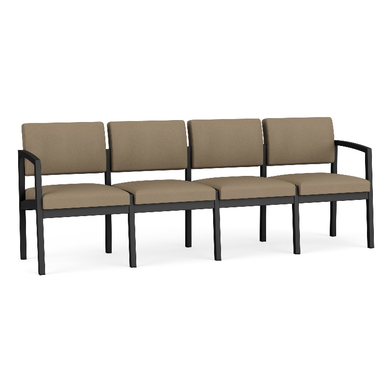 Lesro Industries Steel Waiting Reception 4 Seat Sofa Steel Frame in Brown