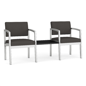 Lesro Industries Steel Reception 2 Chairs With Center Table  in Gray