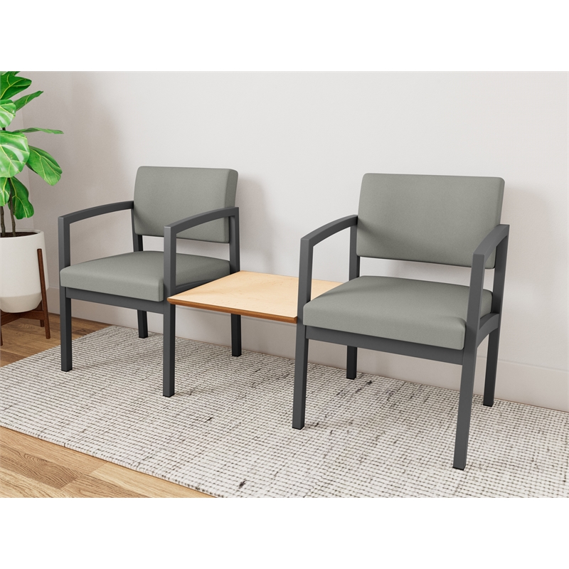 Lesro Industries Steel Reception 2 Chairs With Center Table  in Gray