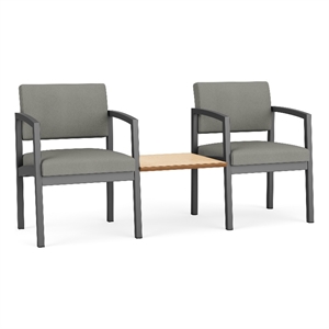 Lesro Industries Steel Reception 2 Chairs With Center Table  in Gray