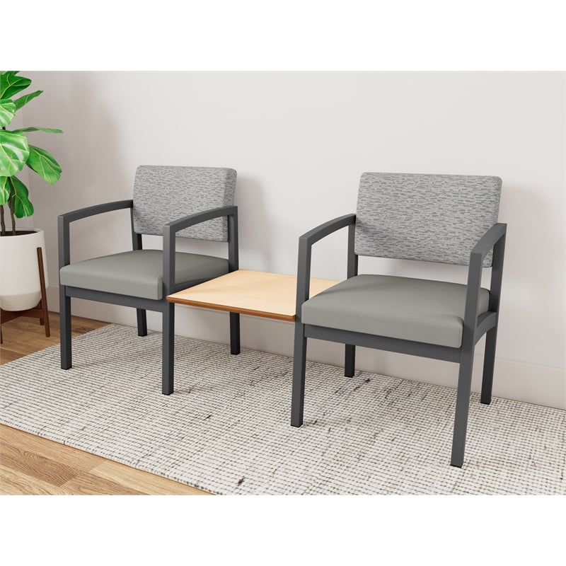 Lesro Industries Steel Reception 2 Chairs With Center Table  in Gray