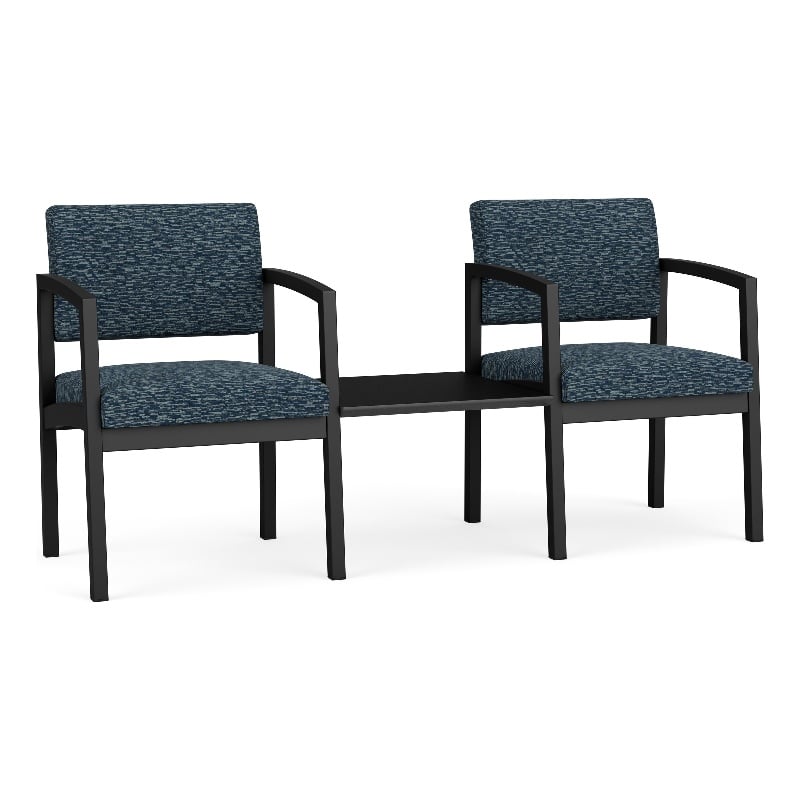 Lesro Industries Steel Reception 2 Chairs With Center Table  in Gray