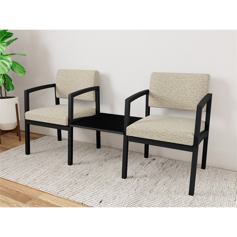 Lesro Industries Steel Reception 2 Chairs With Center Table  in Brown