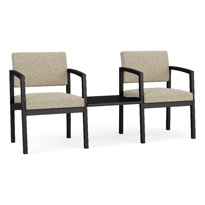 Lesro Industries Steel Reception 2 Chairs With Center Table  in Brown
