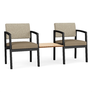 Lesro Industries Steel Reception 2 Chairs With Center Table  in Brown