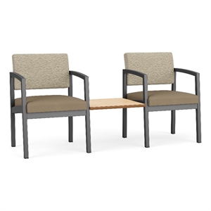 Lesro Industries Steel Reception 2 Chairs With Center Table  in Brown