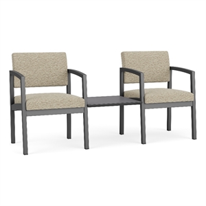 Lesro Industries Steel Reception 2 Chairs With Center Table  in Brown