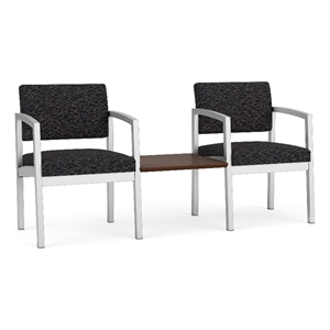 Lesro Industries Steel Reception 2 Chairs With Center Table  in Black