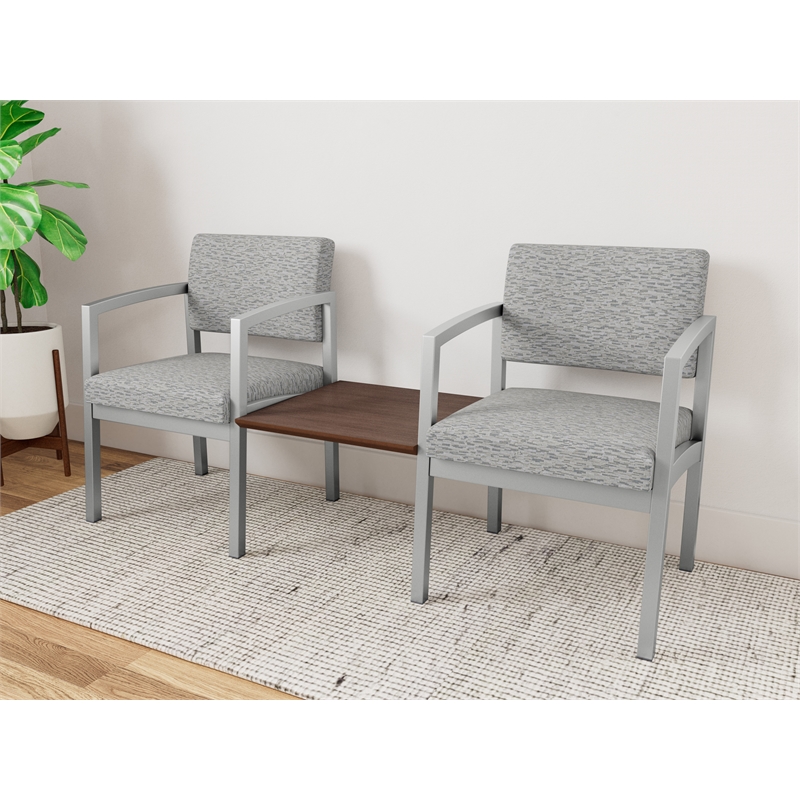 Lesro Industries Steel Reception 2 Chairs With Center Table  in Gray