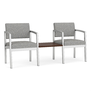 Lesro Industries Steel Reception 2 Chairs With Center Table  in Gray