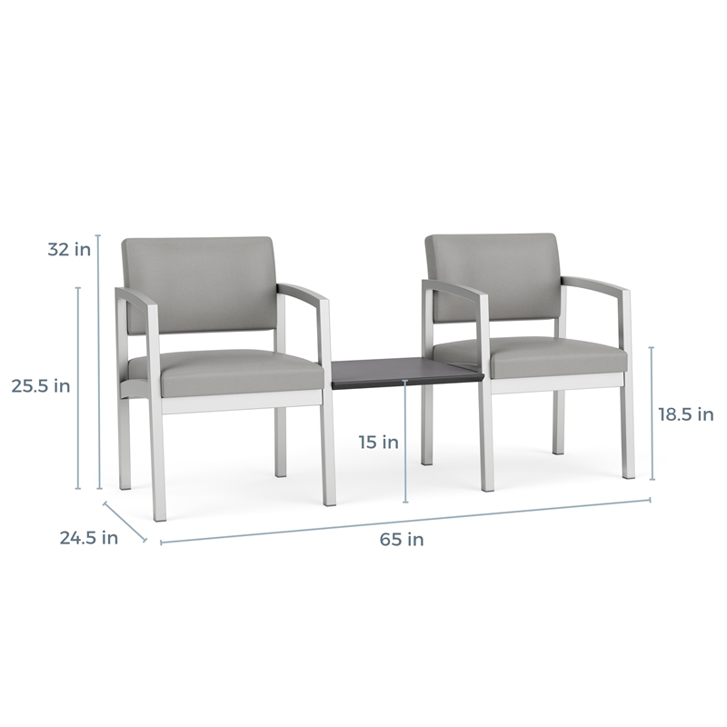 Lesro Industries Steel Reception 2 Chairs With Center Table  in Blue