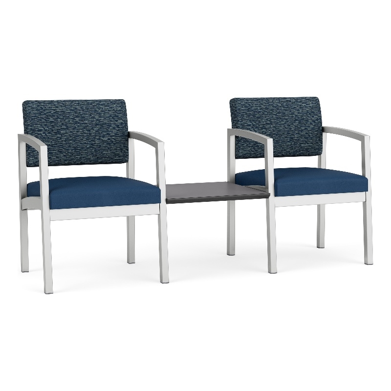 Lesro Industries Steel Reception 2 Chairs With Center Table  in Blue