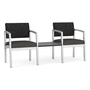 Lesro Industries Steel Reception 2 Chairs With Center Table  in Gray