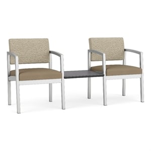Lesro Industries Steel Reception 2 Chairs With Center Table  in Brown