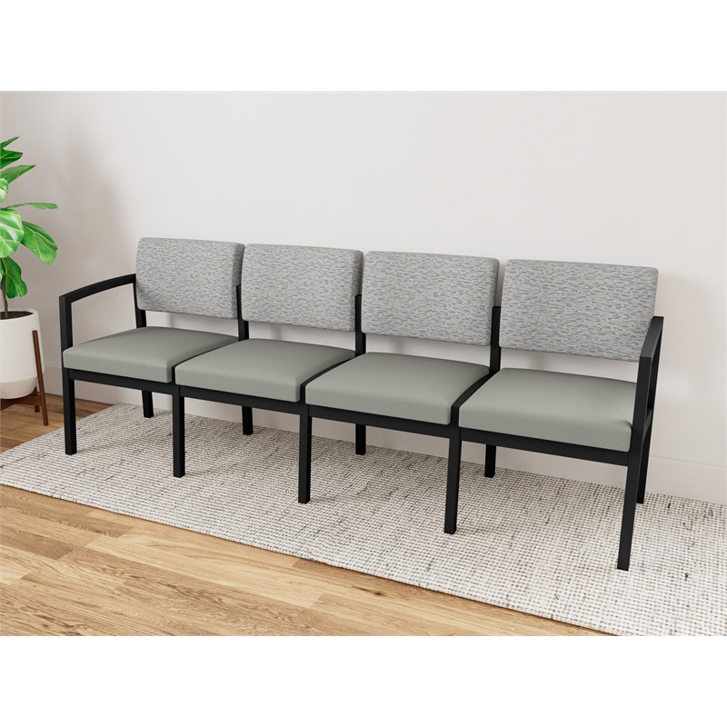 Lesro Industries Steel Waiting Reception 4 Seat Sofa Steel Frame in Gray
