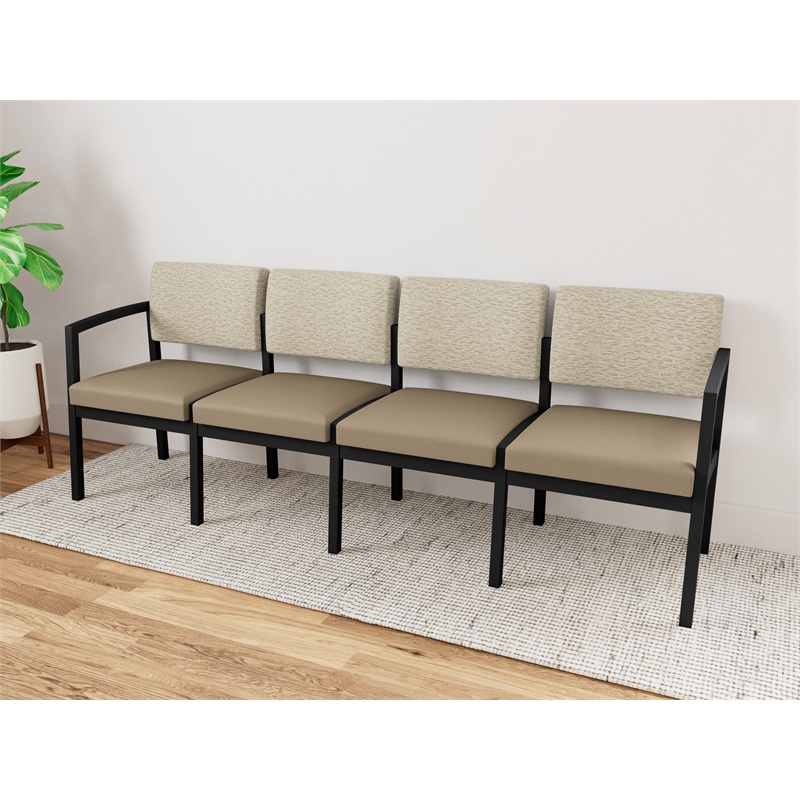 Lesro Industries Steel Waiting Reception 4 Seat Sofa Steel Frame in Brown