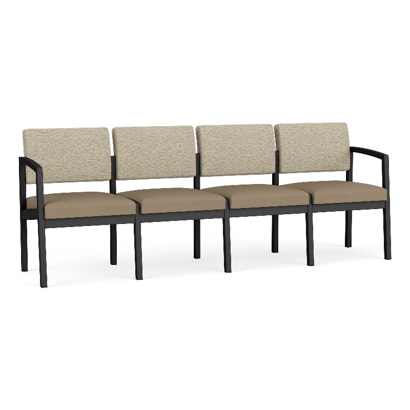 Lesro Industries Steel Waiting Reception 4 Seat Sofa Steel Frame in Brown