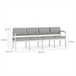 Lesro Industries Steel Waiting Reception 4 Seat Sofa Steel Frame in Blue