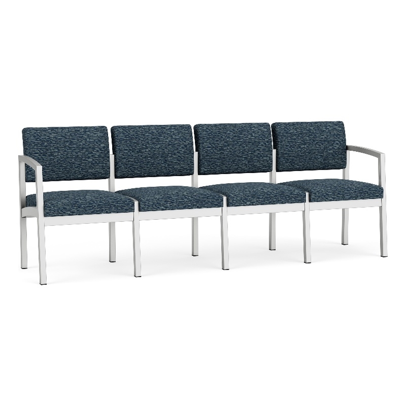Lesro Industries Steel Waiting Reception 4 Seat Sofa Steel Frame in Blue