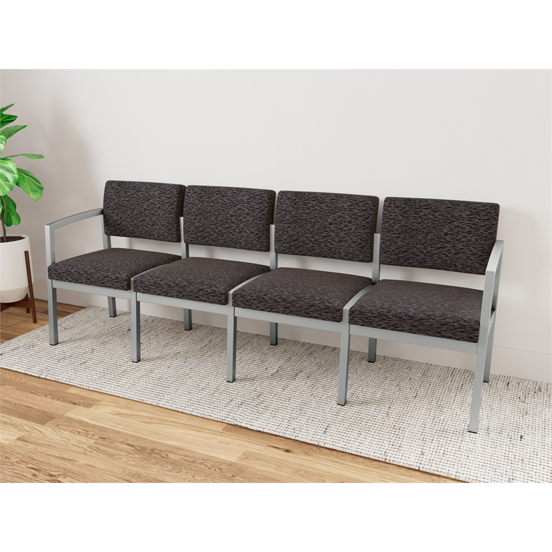 Lesro Industries Steel Waiting Reception 4 Seat Sofa Steel Frame in Black