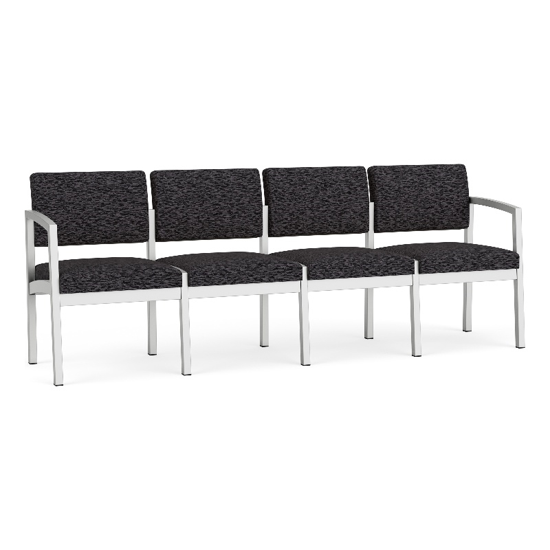 Lesro Industries Steel Waiting Reception 4 Seat Sofa Steel Frame in Black