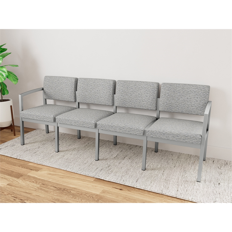 Lesro Industries Steel Waiting Reception 4 Seat Sofa Steel Frame in Gray