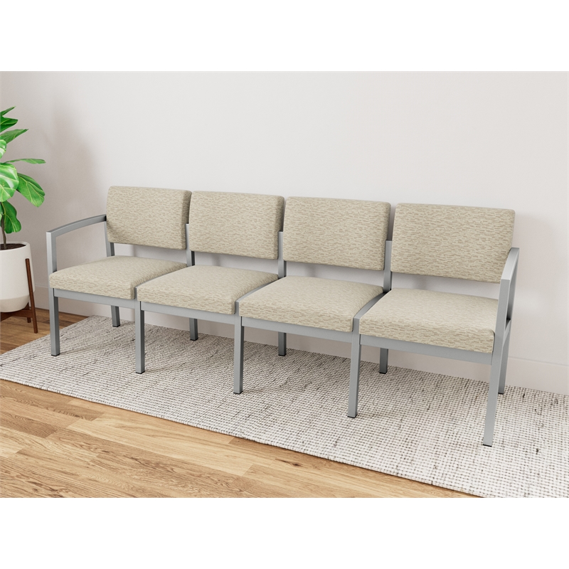 Lesro Industries Steel Waiting Reception 4 Seat Sofa Steel Frame in Brown