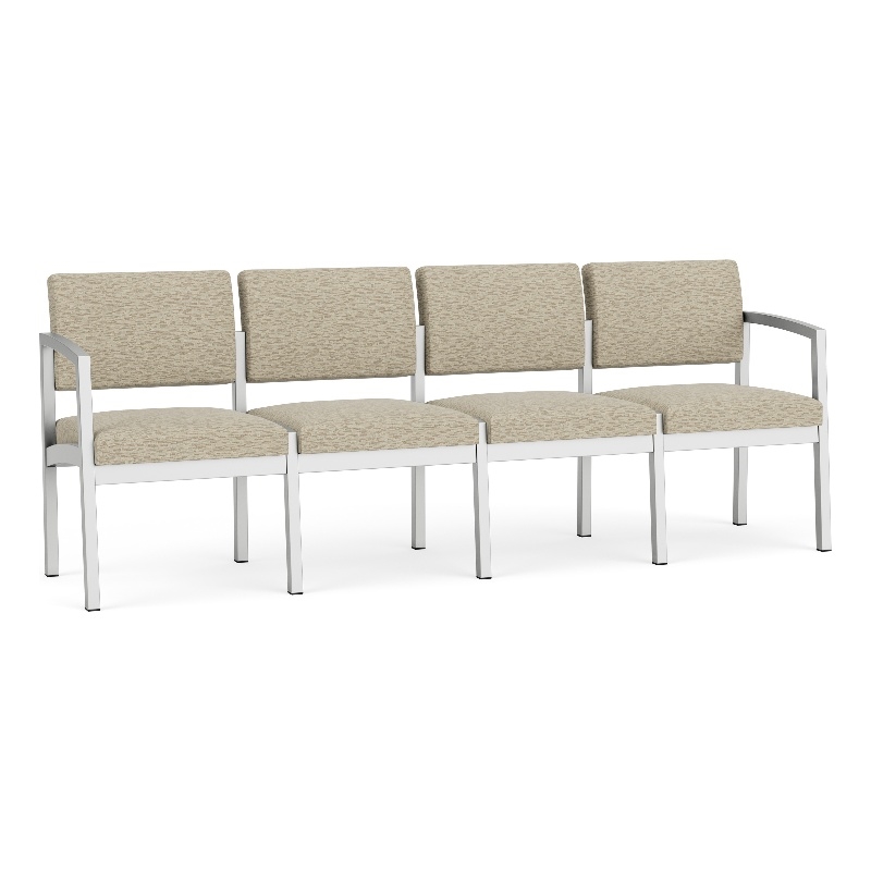 Lesro Industries Steel Waiting Reception 4 Seat Sofa Steel Frame in Brown