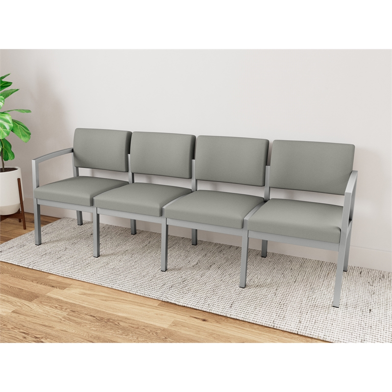 Lesro Industries Steel Waiting Reception 4 Seat Sofa Steel Frame in Gray