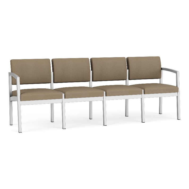 Lesro Industries Steel Waiting Reception 4 Seat Sofa Steel Frame in Brown