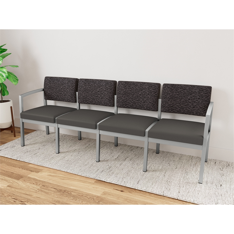 Lesro Industries Steel Waiting Reception 4 Seat Sofa Steel Frame in Gray