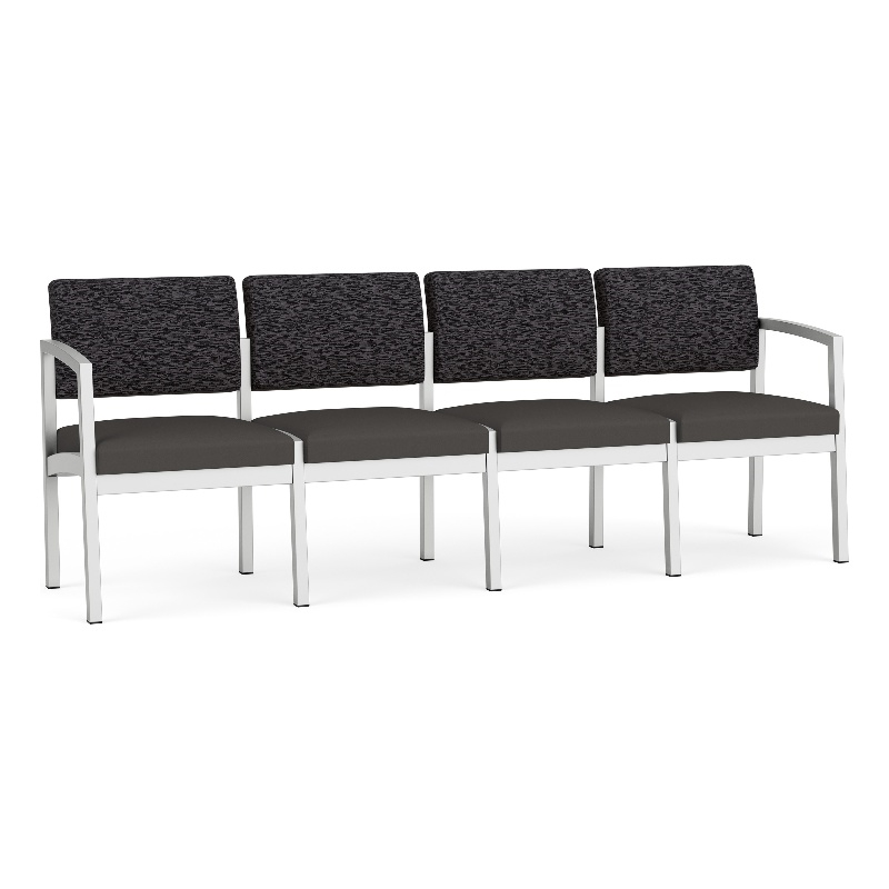 Lesro Industries Steel Waiting Reception 4 Seat Sofa Steel Frame in Gray