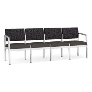 Lesro Industries Steel Waiting Reception 4 Seat Sofa Steel Frame in Gray