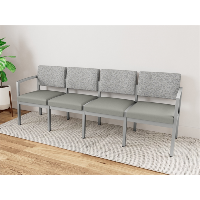 Lesro Industries Steel Waiting Reception 4 Seat Sofa Steel Frame in Gray