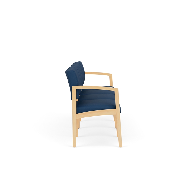 Lesro Industries Wood Waiting Reception 4 Seat Sofa Wood Frame in Blue