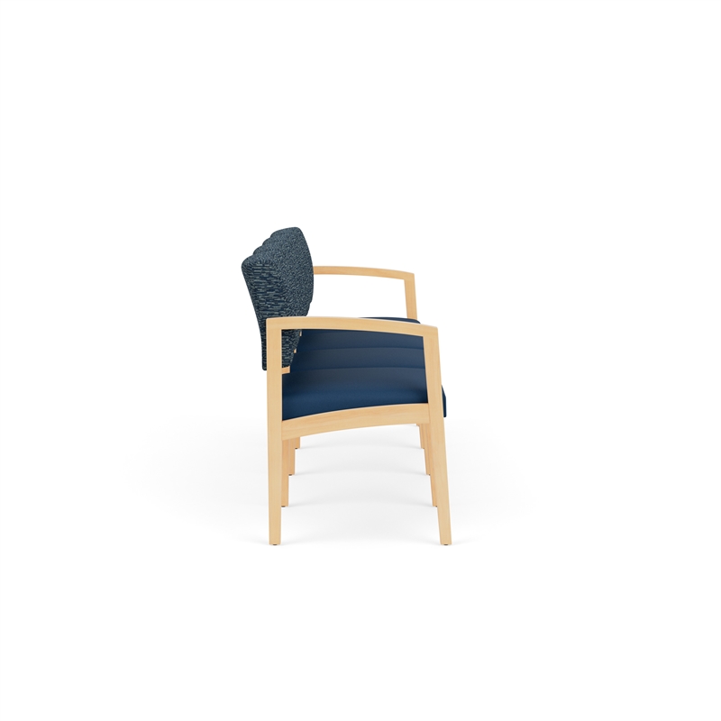 Lesro Industries Wood Waiting Reception 4 Seat Sofa Wood Frame in Blue