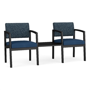 Lesro Industries Steel Reception 2 Chairs With Center Table in Blue